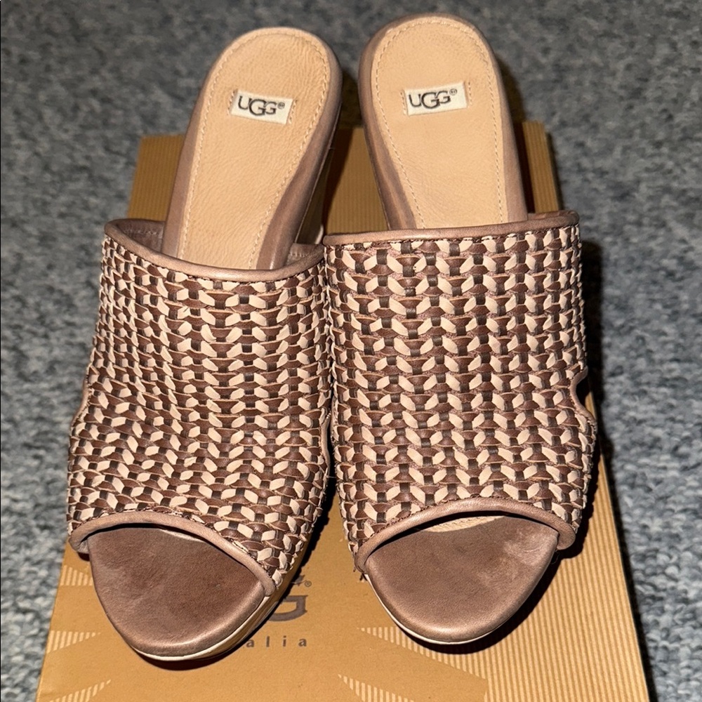 UGG Women's Brown Wedge Sandals Doha, Size 8, Brown - Picture 2 of 6